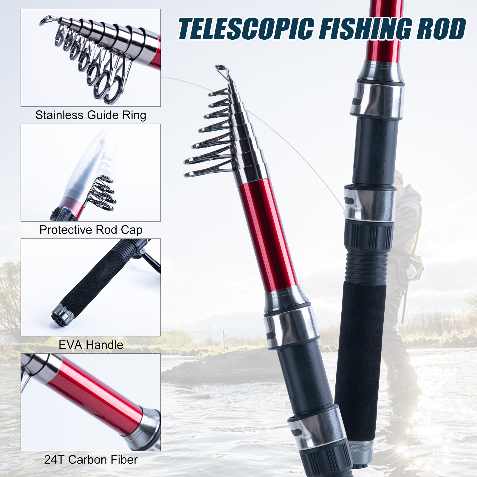 Goture Telescopic Fishing Rod  - Fishing Rod Carbon Fiber avis et prix
