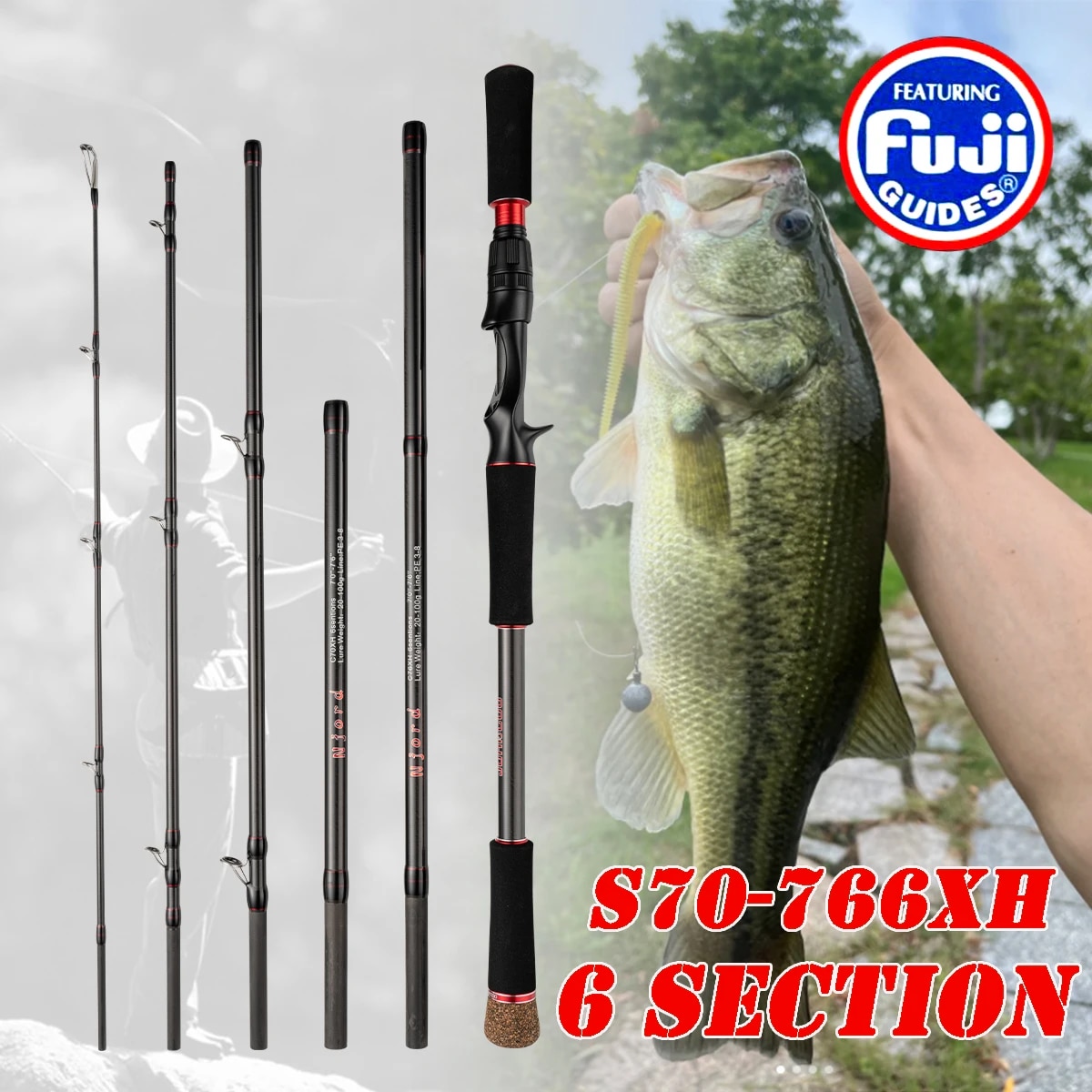 Fishing Rod 6 Section Casting  - Fishing Rod Carbon Fiber avis et prix