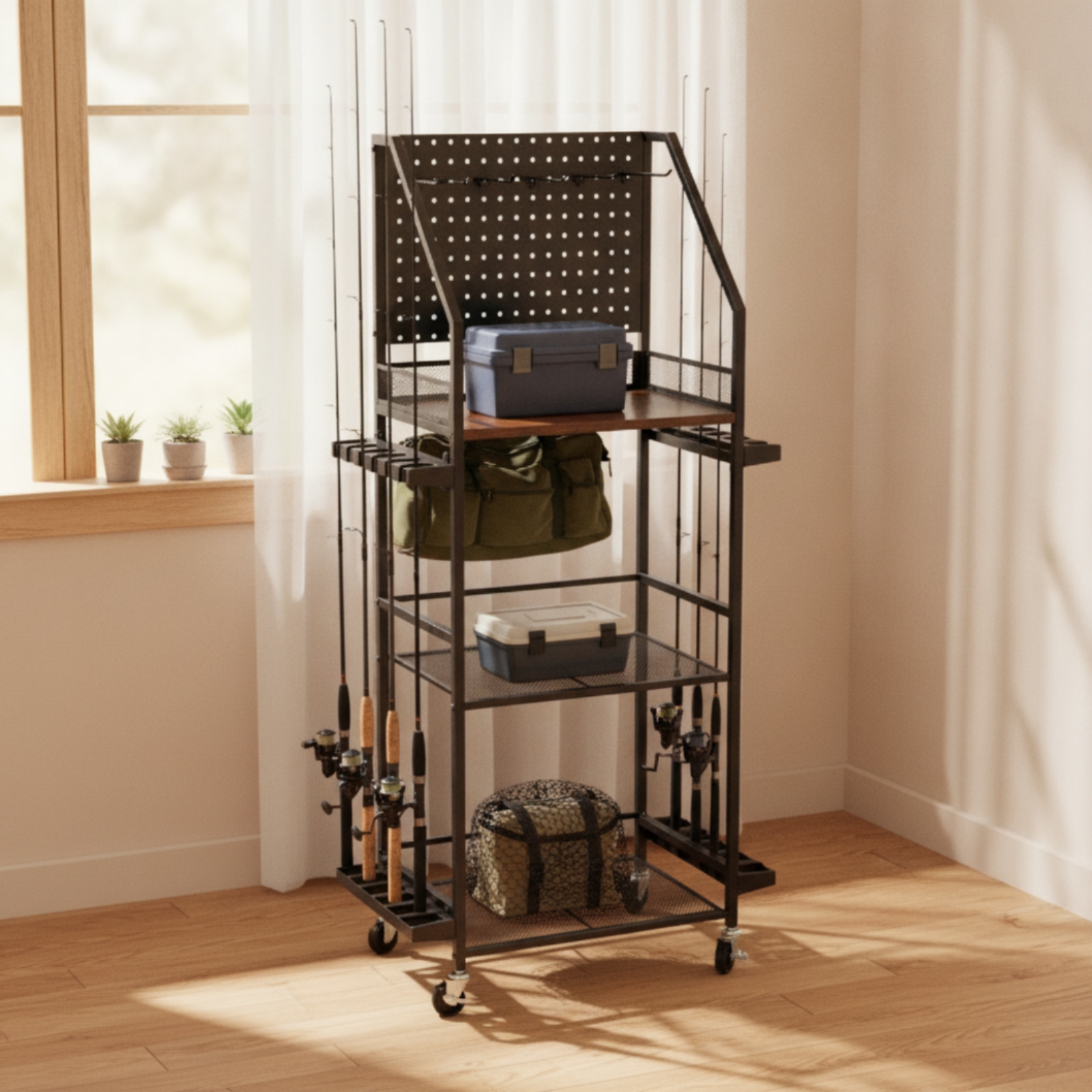 Fishing Rod Rack with Pegboard - Fishing Rod Rack avis et prix